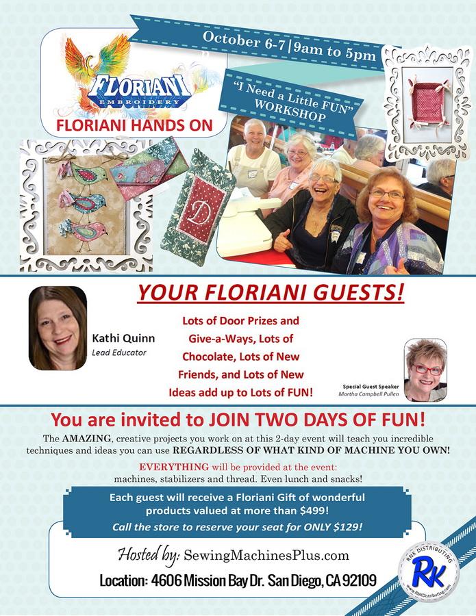 Floriani Hands On Event - October 6-7, 2017  9AM-5PM