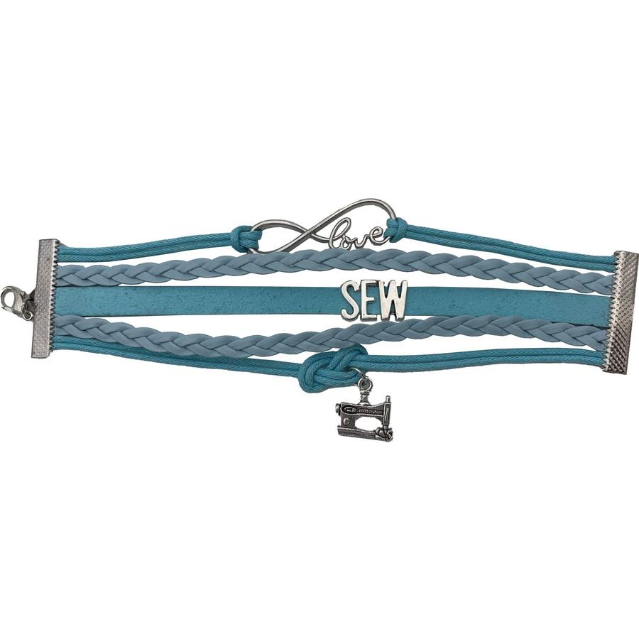 Amanda Jayne Love Sew & Machine Charm Bracelet w/Leather Strap (Blue)