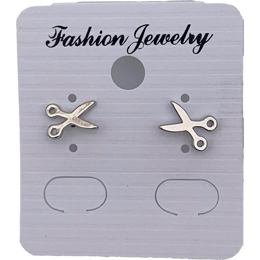 Amanda Jayne Jewelry Small Scissor Studded Earrings, Silver
