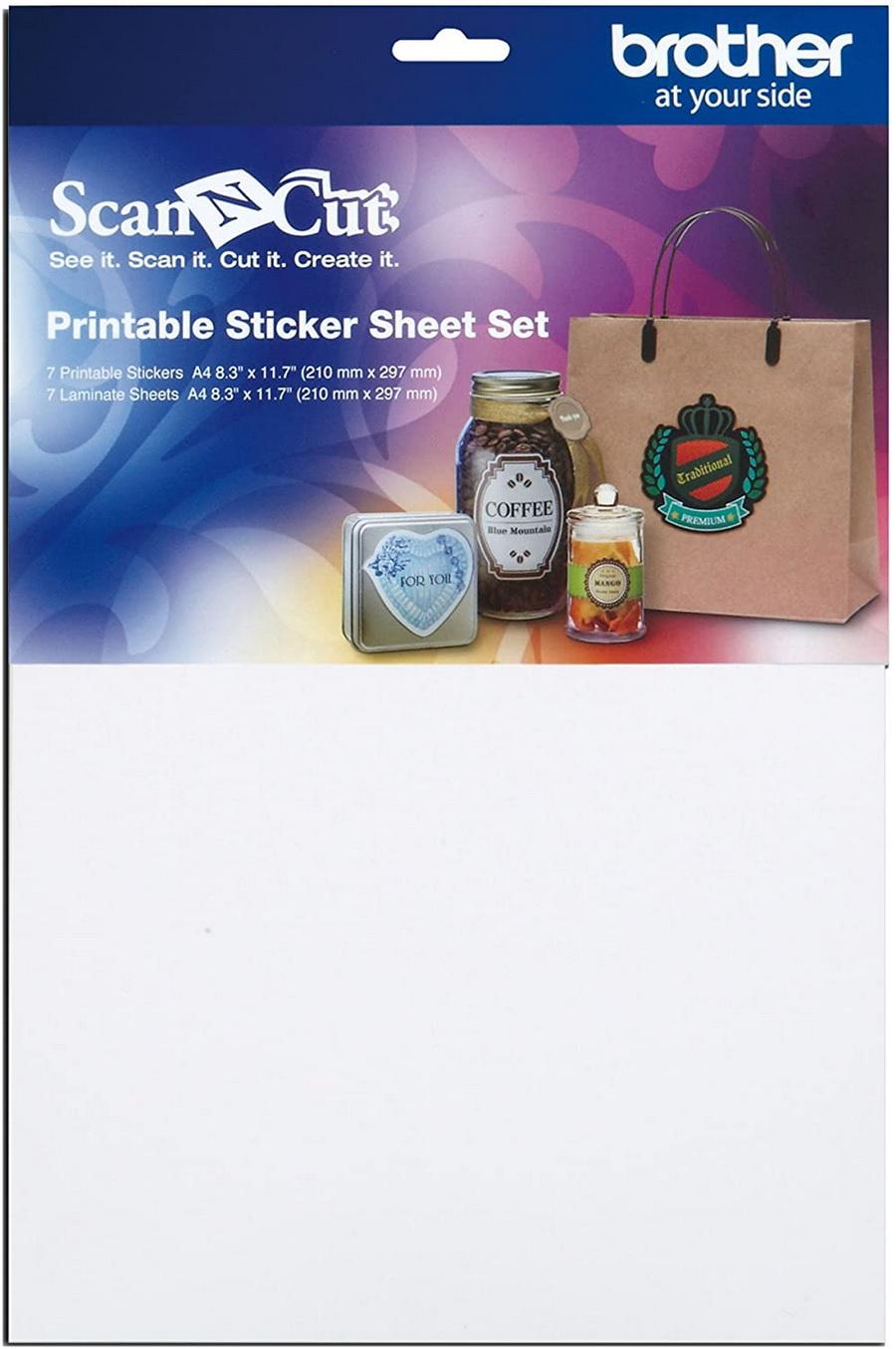 Brother Printable Sticker Sheet Set - Includes 7 Printable Sticker Sheets and 7 Laminate Sheets (8.3in x 11.7in)