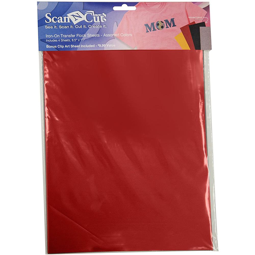 Brother Iron-On Transfer Flocked Sheets - Includes 4 8.5in x 11in Sheets
