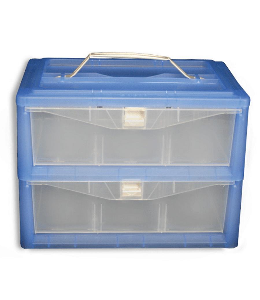 2 Drawer - 30 Cone storage box with handle & Dividers - Blue R-STORBOX