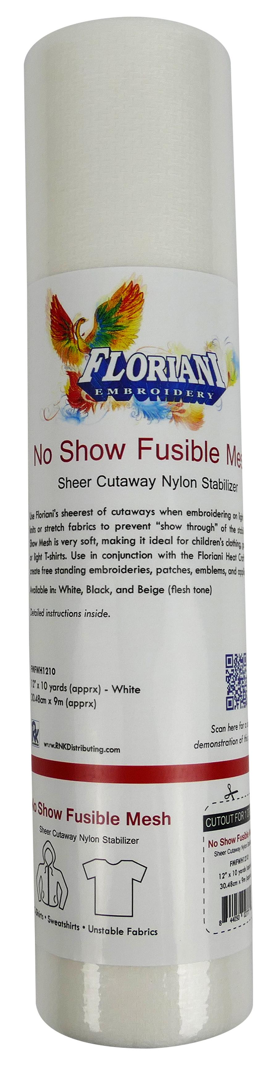 Floriani White No Show Mesh Fusible Stabilizer, 20 in. x 10 yds.