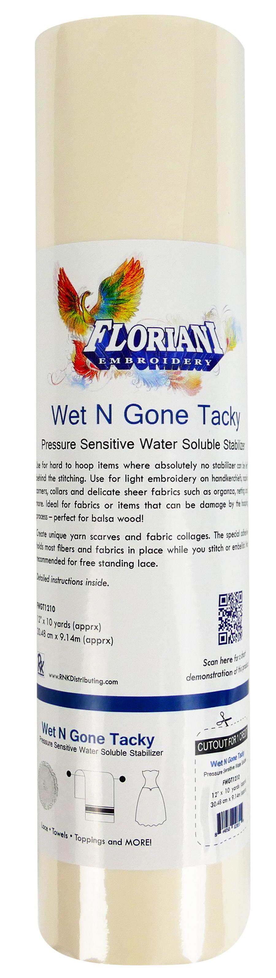 Floriani Wet N Gone Tacky Water Soluble Stabilizer, 12 in. x 10 yds.