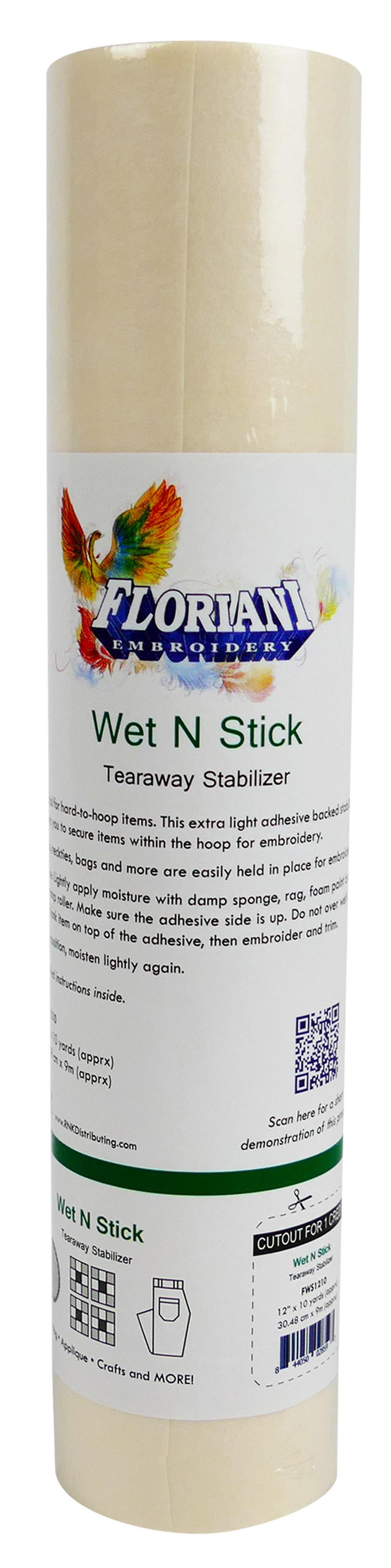 Floriani Wet N Stick Lightweight Tearaway 12" x 10 yds