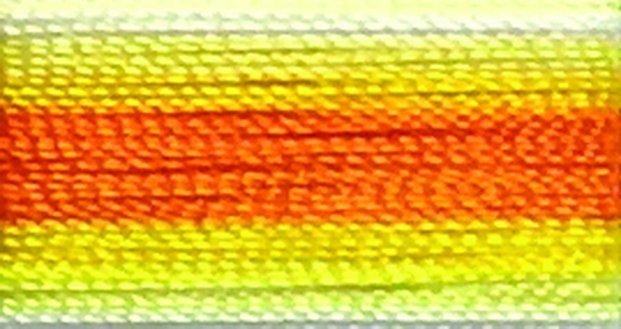 V55 - Floriani Variegated Embroidery Thread, Yellow Orange Stripe, 1,100yd spool