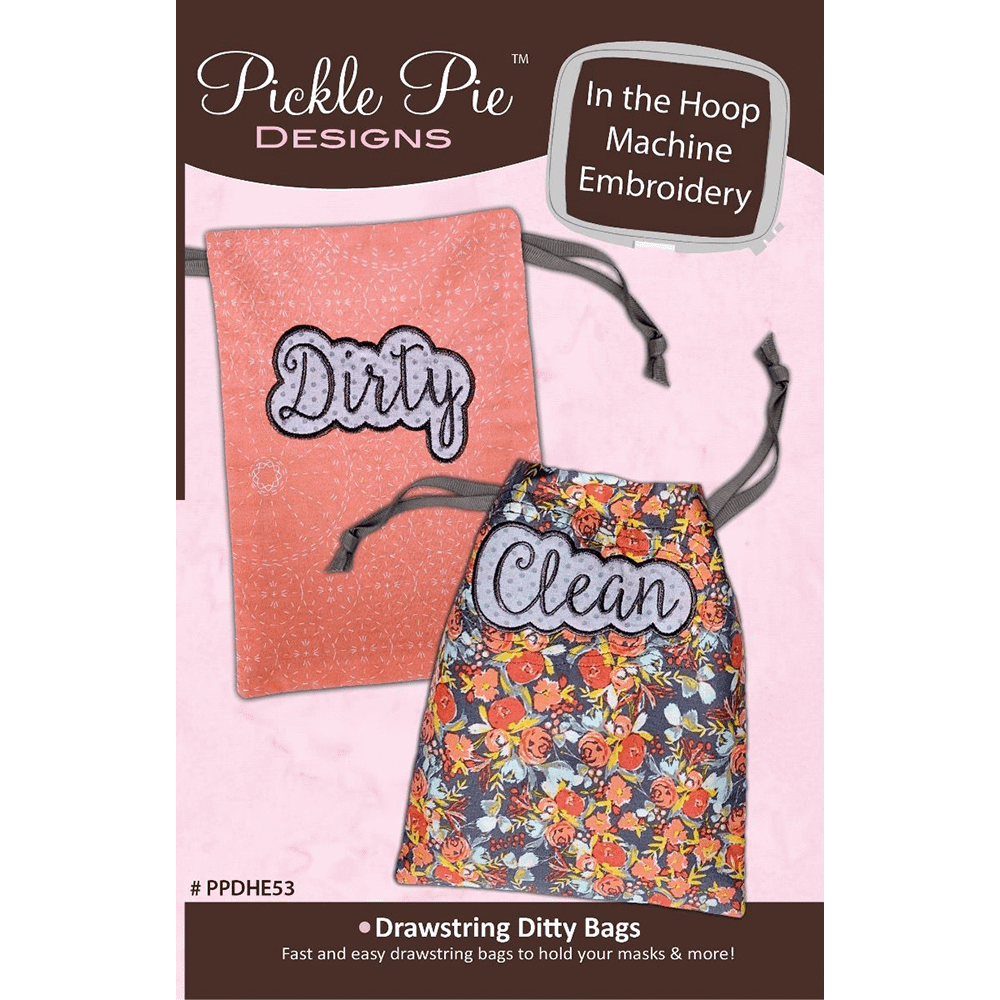 Pickle Pie Designs Drawstring Ditty Bags Hoop Envy Club ITH (PPDHE53)