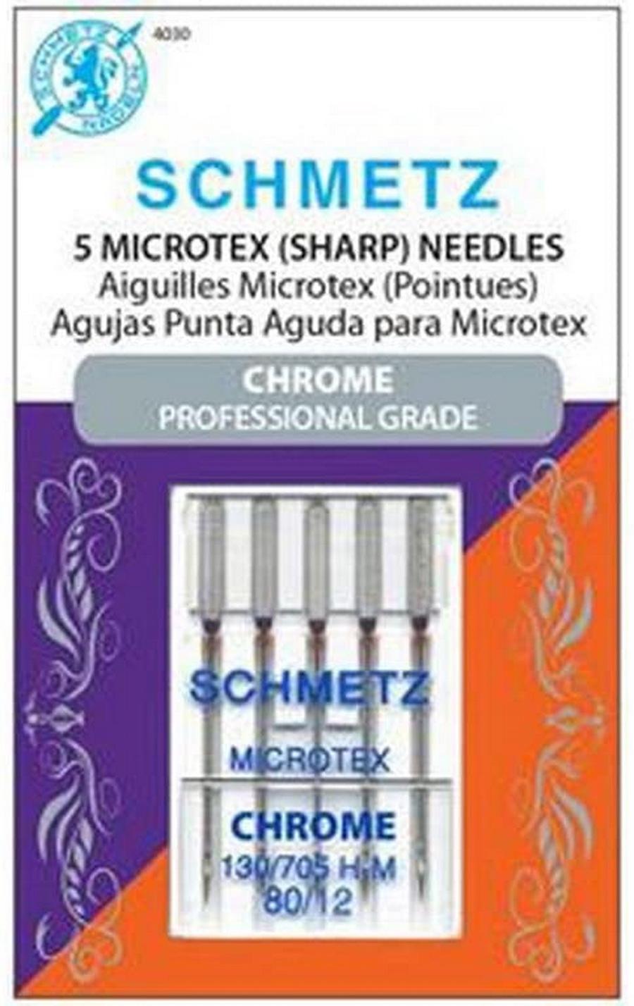 Schmetz 80/12 Chrome Microtex Needles-5 Pack