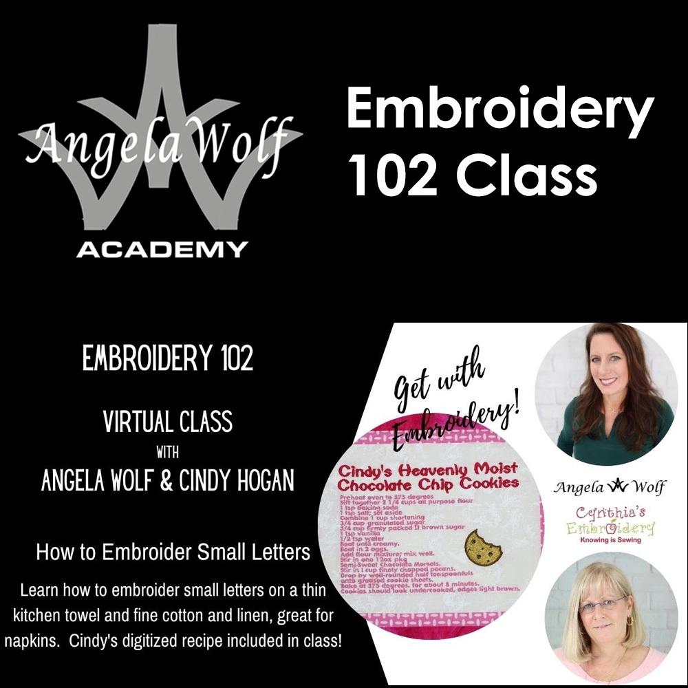 Angela Wolf Academy Embroidery 102 Class