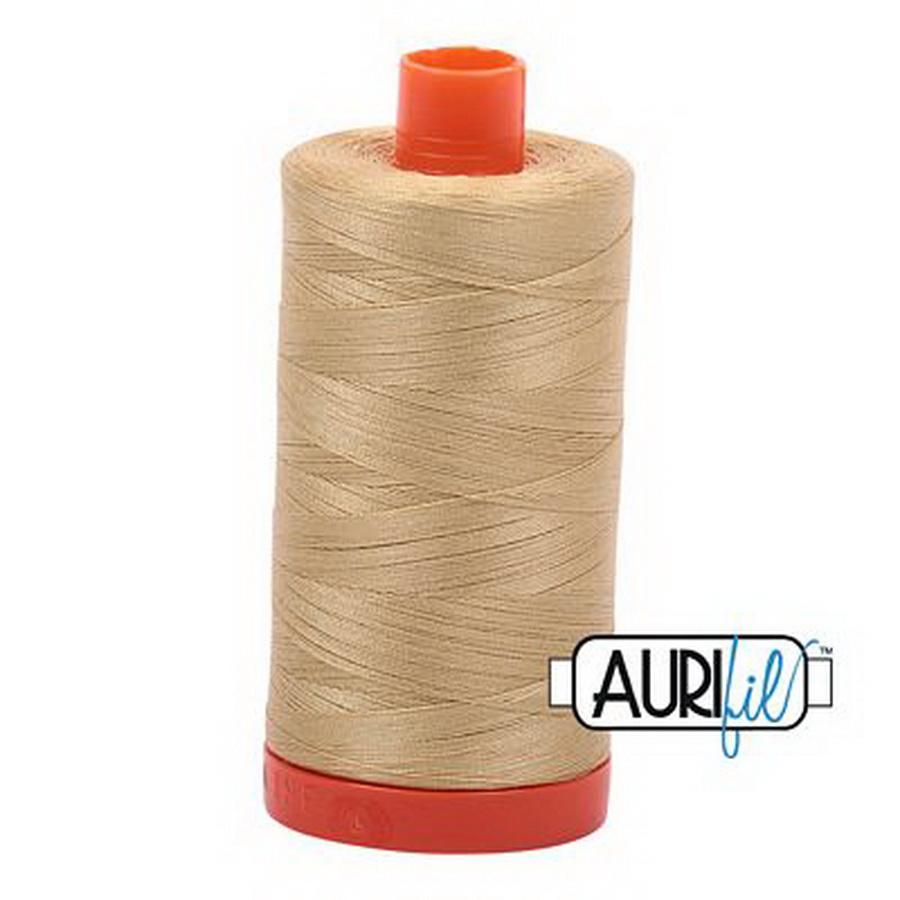 Aurifil Cotton Mako Thread 50wt 1300m Box of 6 VERY LIGHT BRASS