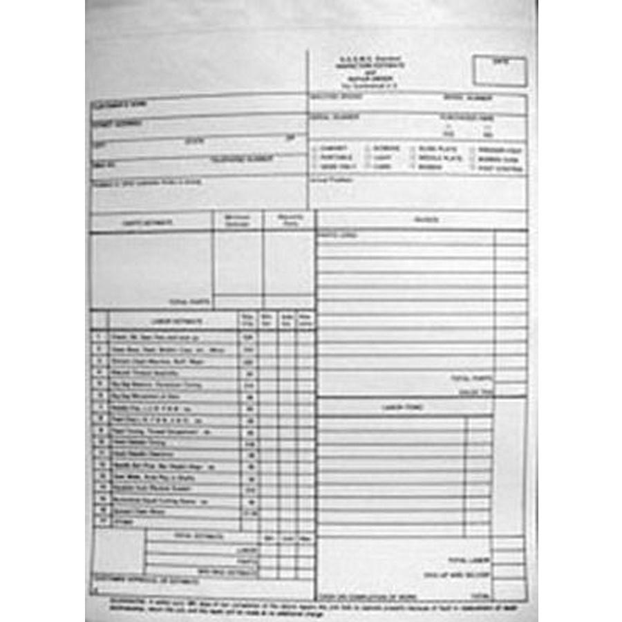 Repair estimate form  100/pkg