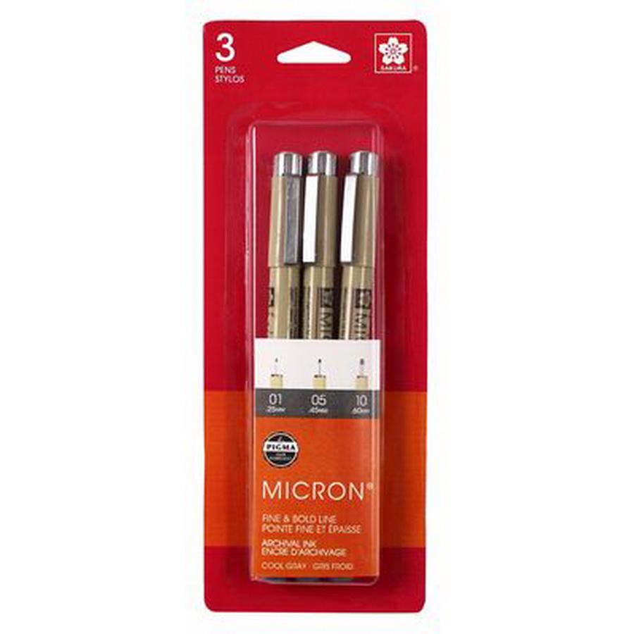Pigma Micron Pen 3 Piece Set Cool Gray .25mm