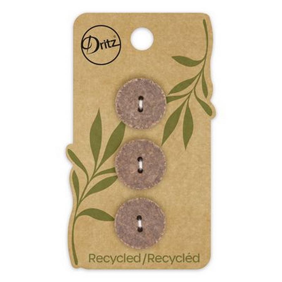Recycled Cotton Round 2hole Brown 18mm 3ct