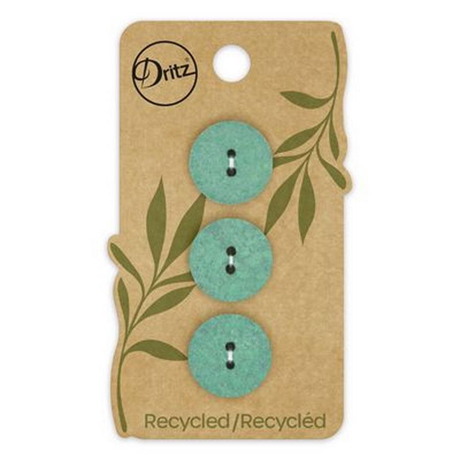 Recycled Cotton Round 2hole Green 18mm 3ct