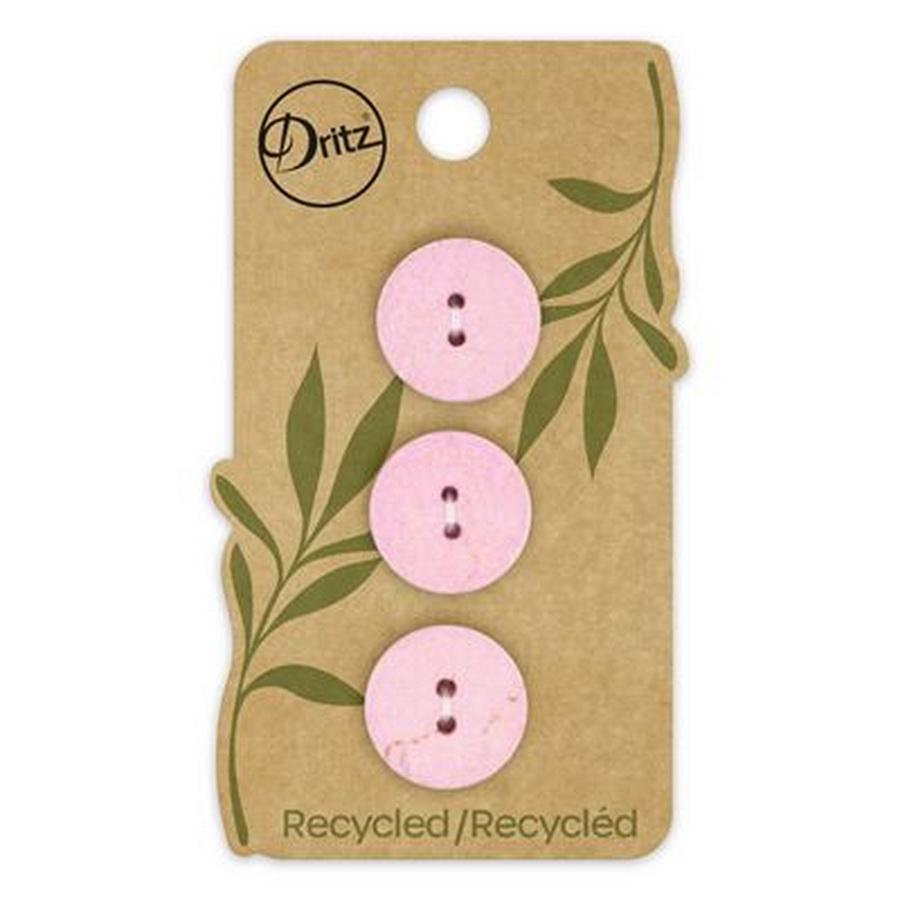 Recycled Cotton Round 2hole Pink 18mm 3ct