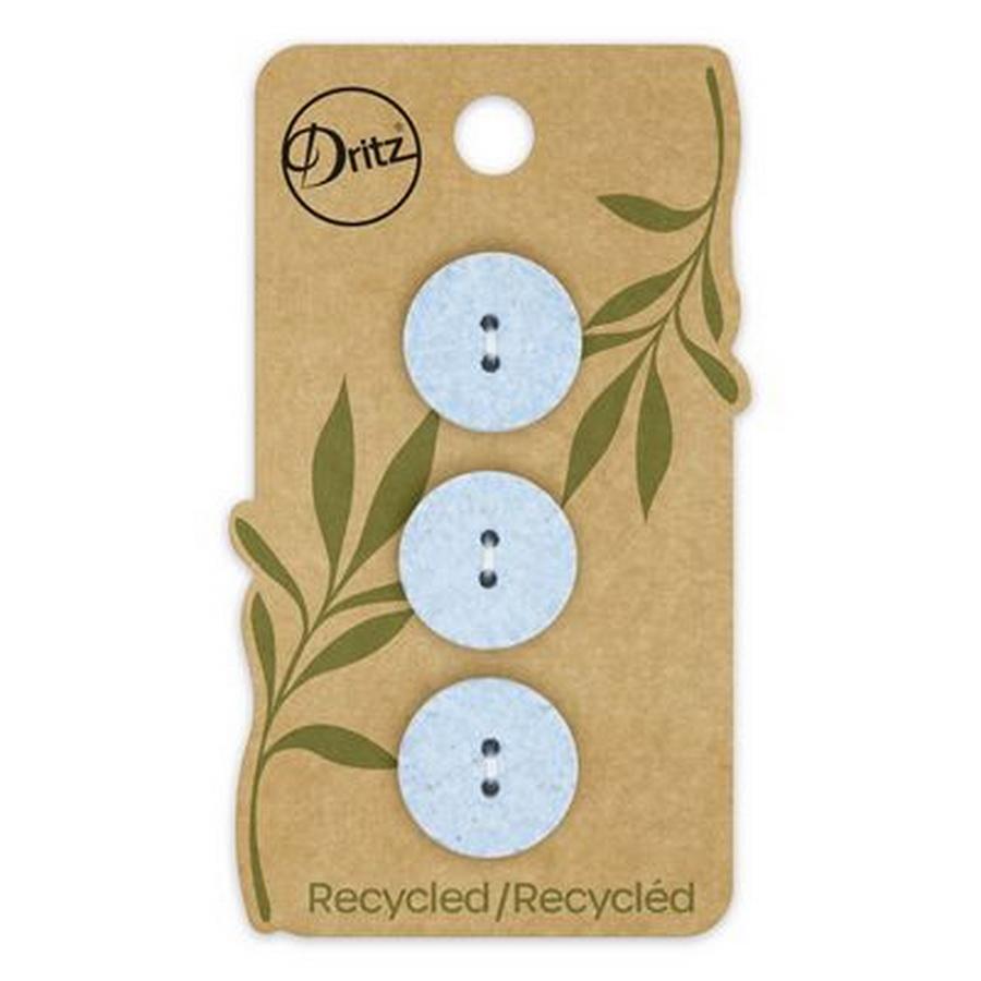 Recycled Cotton Round 2hole Blue 18mm 3ct