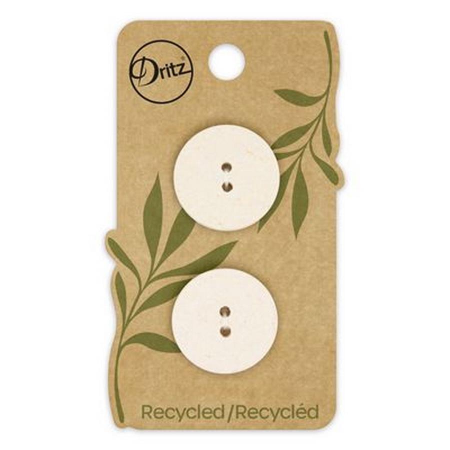 Recycled Cotton Round 2hole Natural 23mm 2ct