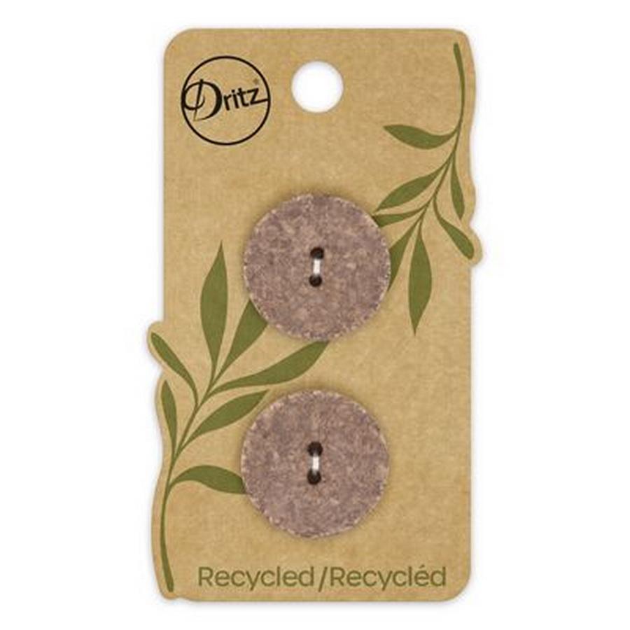 Recycled Cotton Round 2hole Brown 23mm 2ct