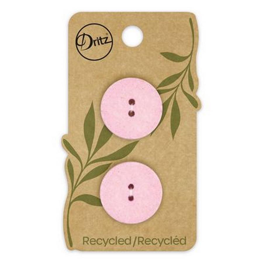 Recycled Cotton Round 2hole Pink 23mm 2ct
