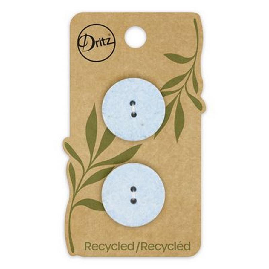 Recycled Cotton Round 2hole Blue 23mm 2ct