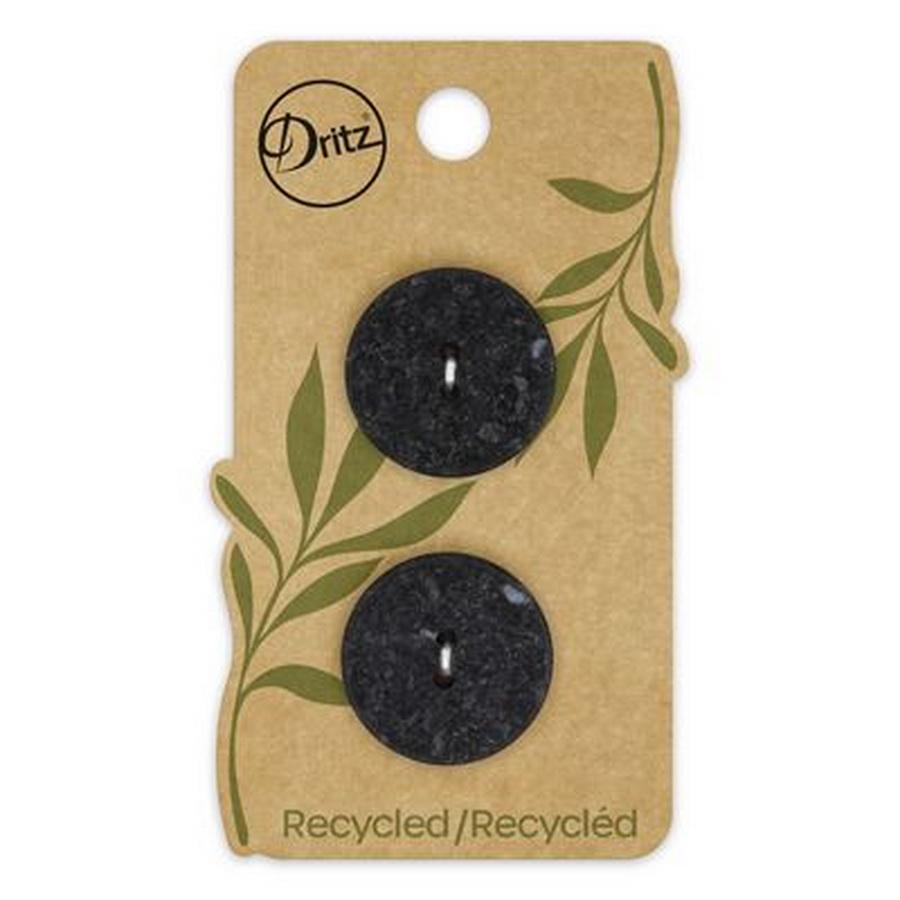 Recycled Cotton Round 2hole Black 23mm 2ct