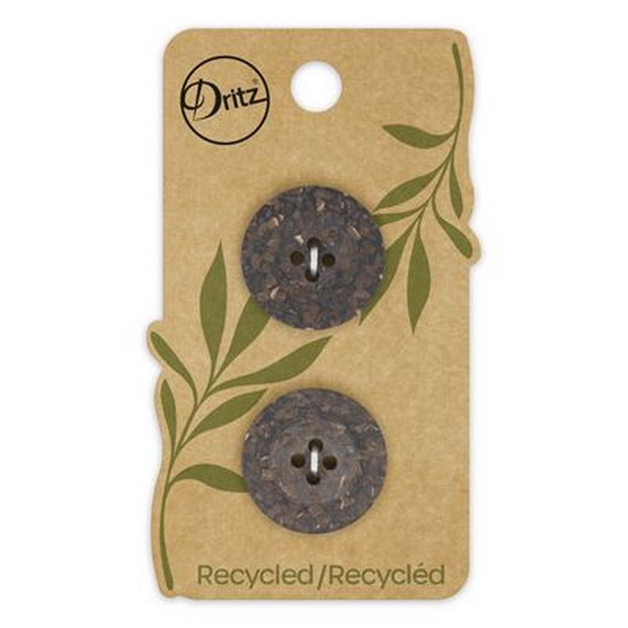 Recycled Coconut Round 4hole Brown 23mm 2ct