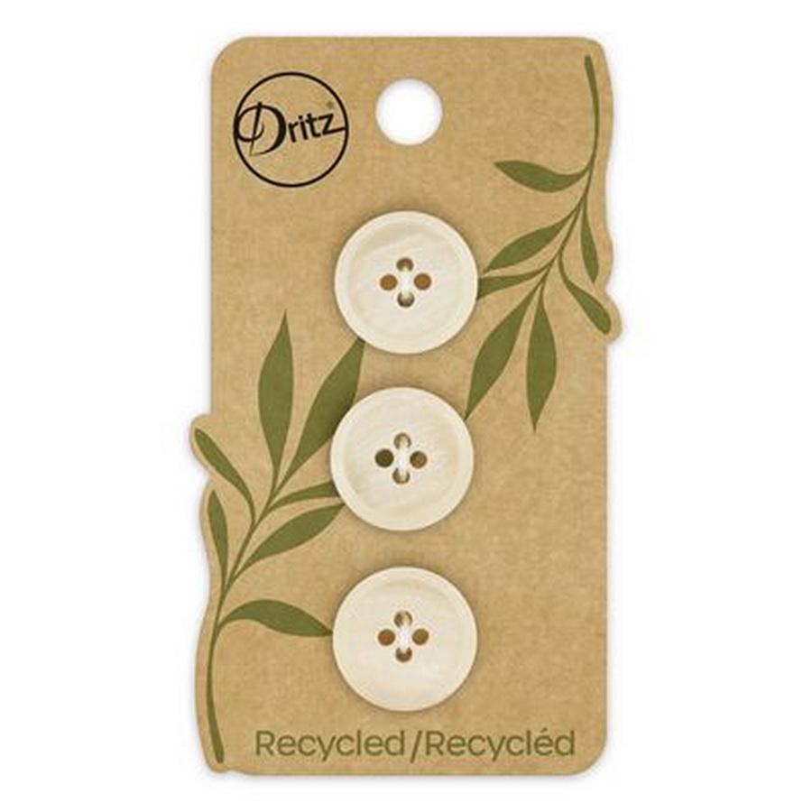 Recycled Paper Round 4hole Natural 18mm 3ct