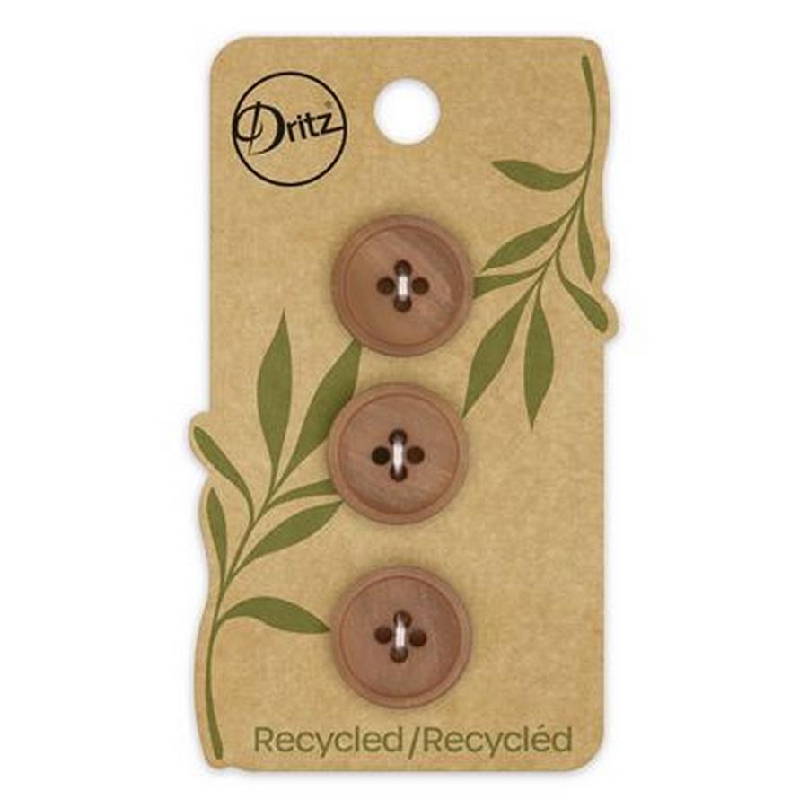 Recycled Paper Round 4hole Beige 18mm 3ct