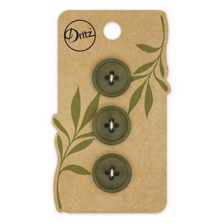 Recycled Paper Round 4hole Olive 18mm 3ct