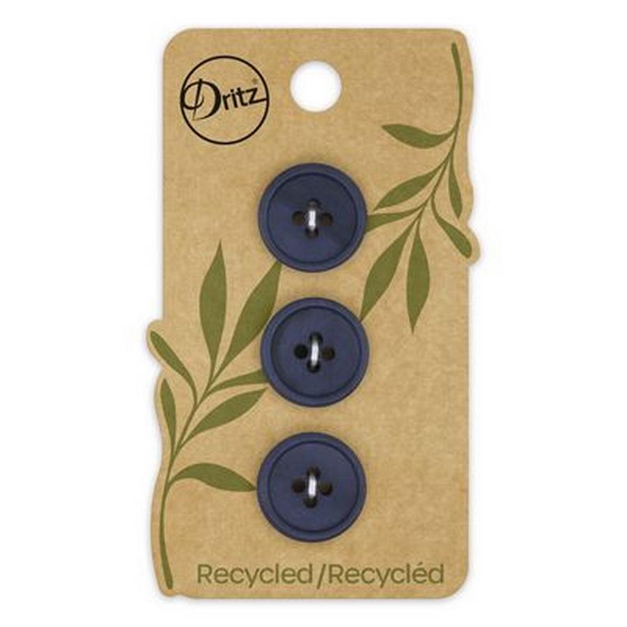 Recycled Paper Round 4hole Blue 18mm 3ct