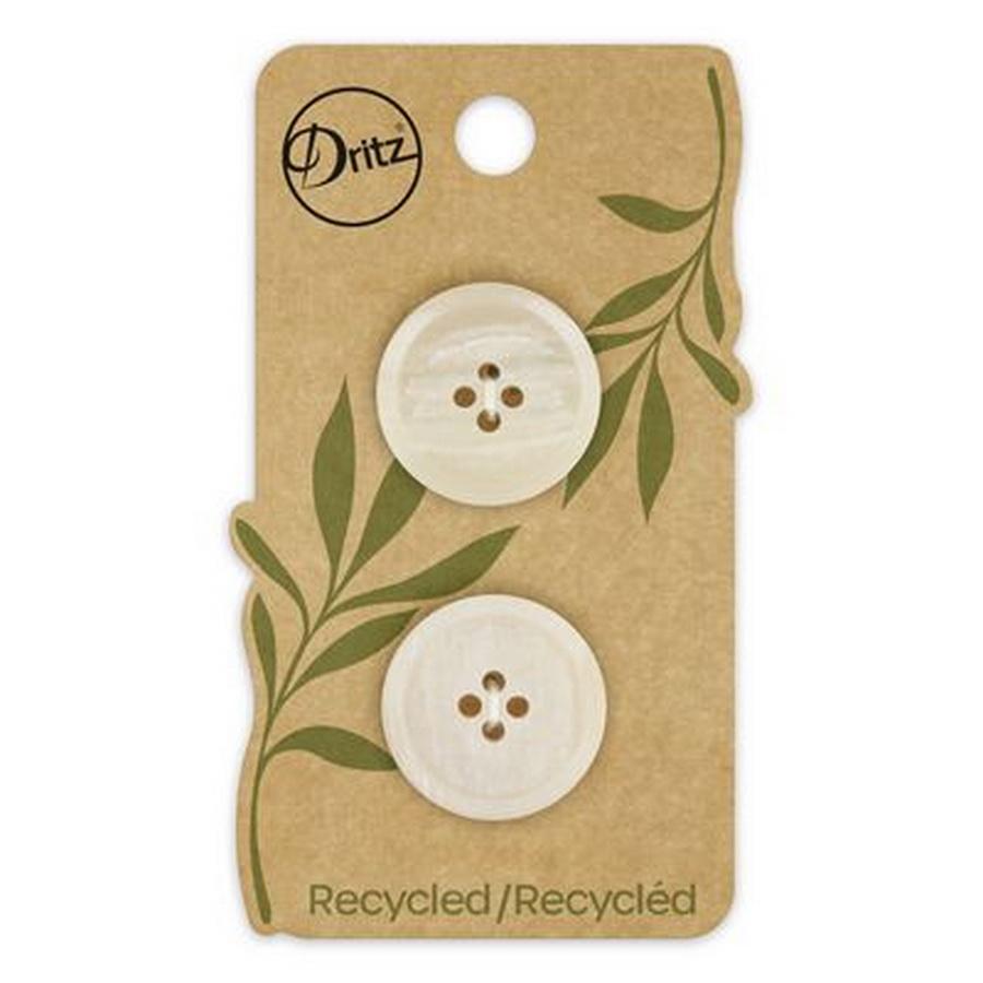 Recycled Paper Round 4hole Natural 23mm 2ct