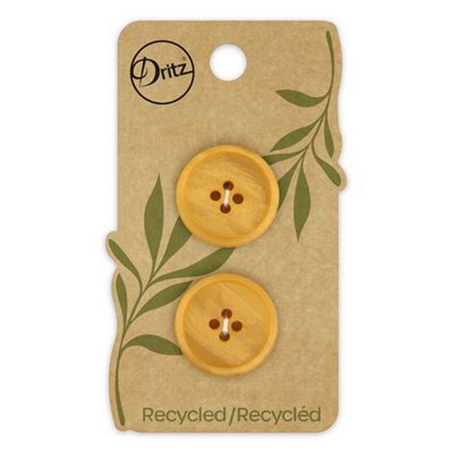 Recycled Paper Round 4hole Mustard 23mm 2ct