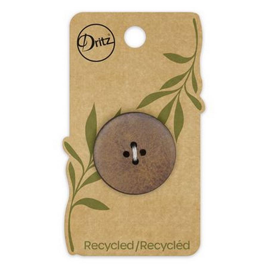 Recycled Leather Round 4hole Brown 30mm 1ct