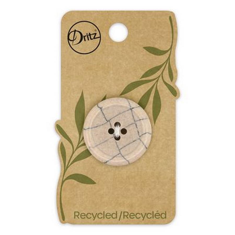 Recycled Plastic Round 4hole Beige 28mm 1ct