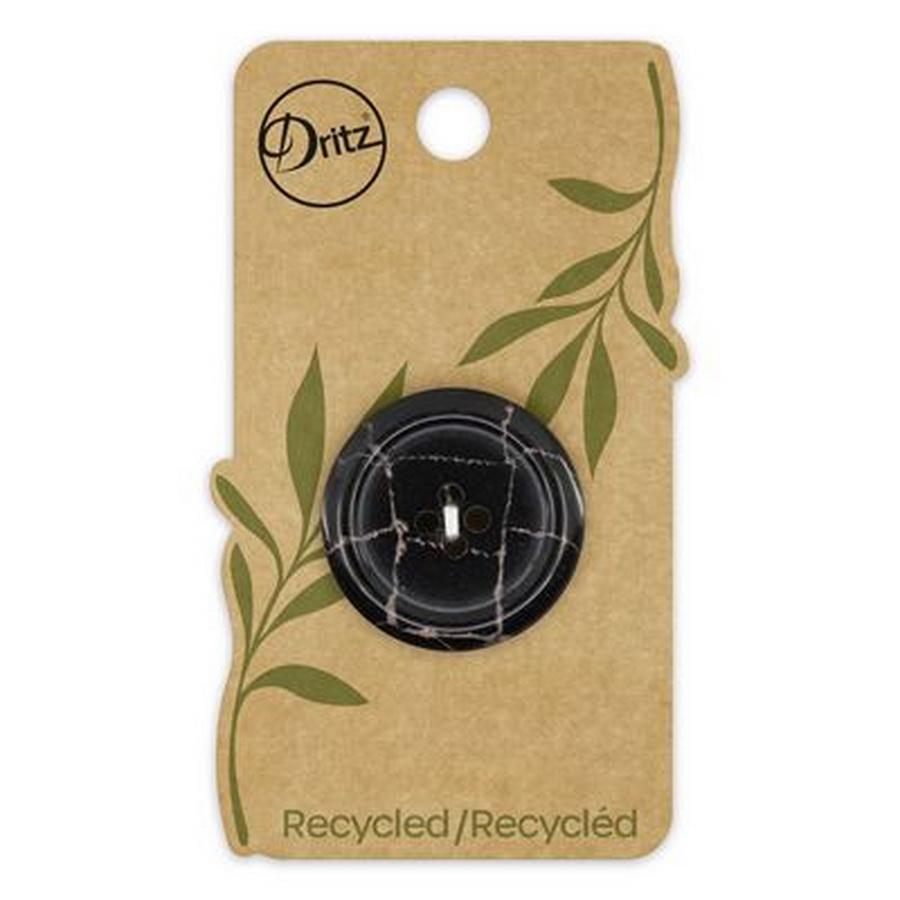 Recycled Plastic Round 4hole Black 28mm 1ct