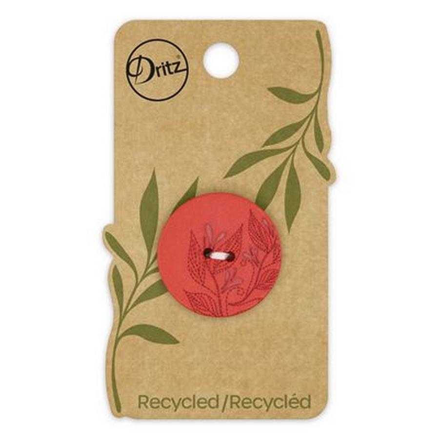 Recycled Hemp Laser 2hole Red 28mm 1ct
