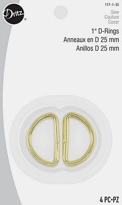 Dritz D-Rings Gilt/Gold 1in (Box of 6)