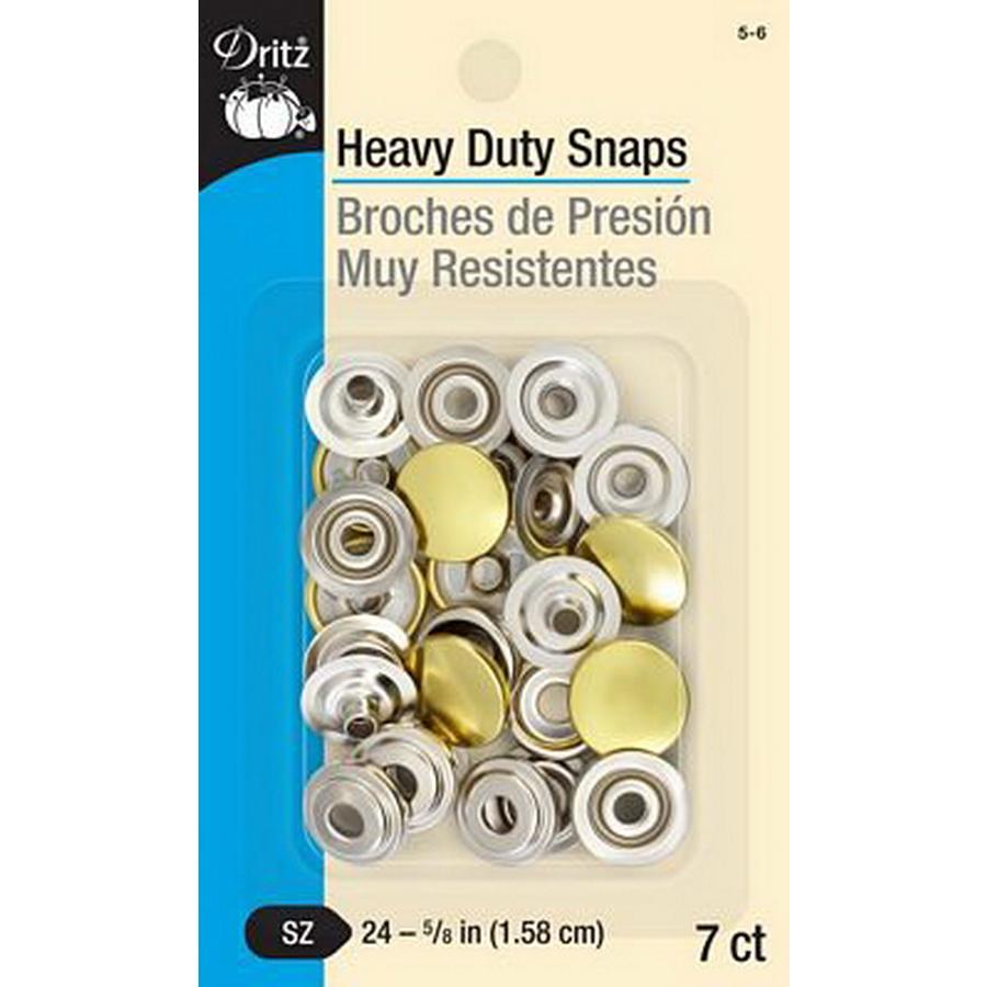 Heavy Duty Snaps Gilt 5/8in(1.6cm) 7ct. size 24 BOX of 3