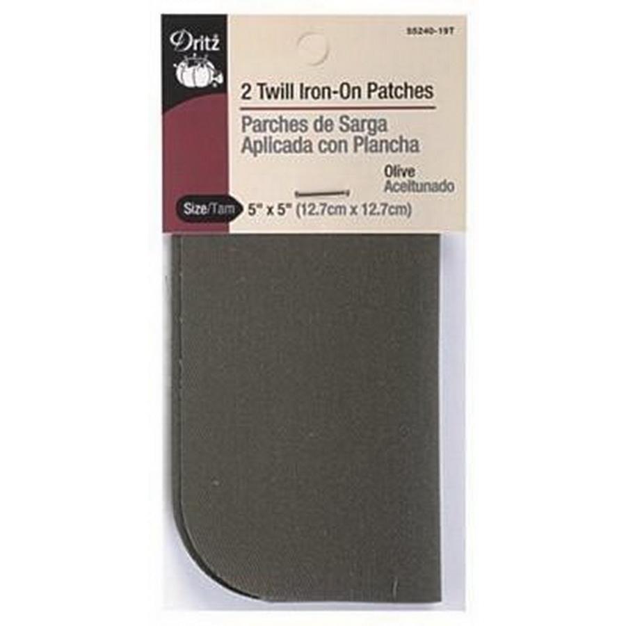 Twill Iron-On Patch Olive 6ct BOX06