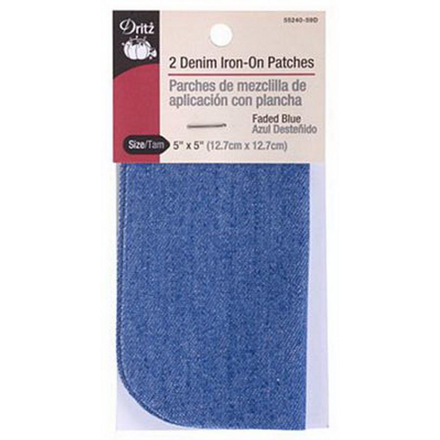 Dritz Denim Iron-On Patch Faded Blue (Box of 6)