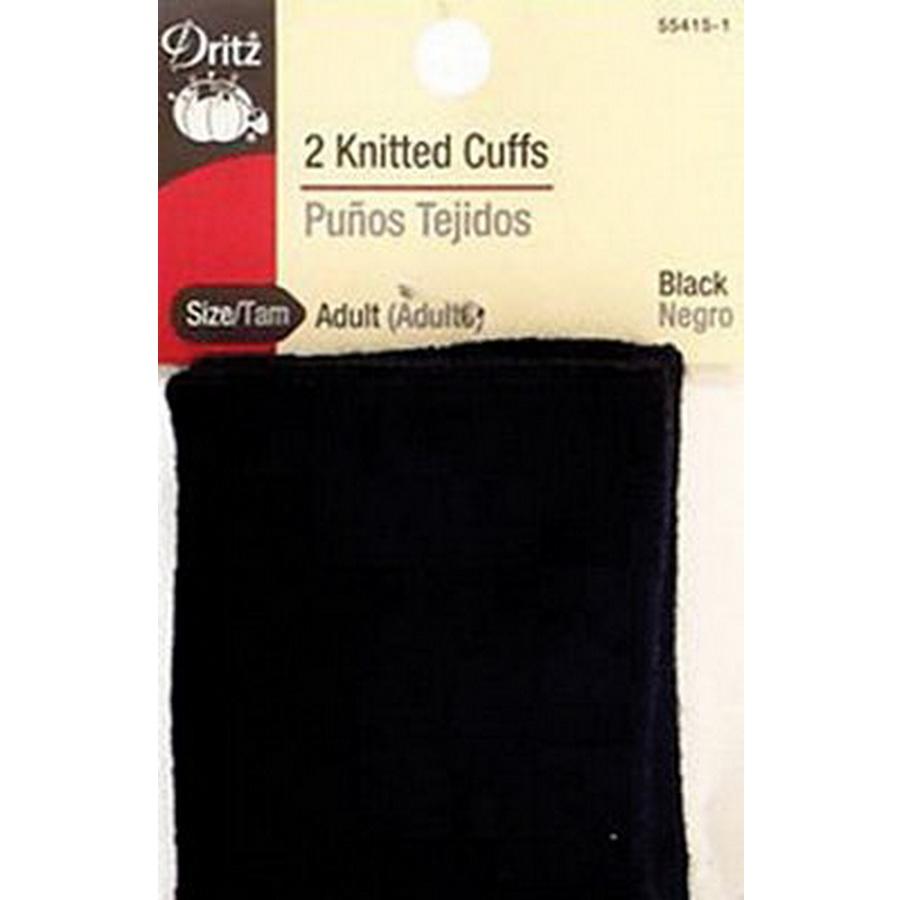 Knitted Cuffs Adult Black 2ct BOX06