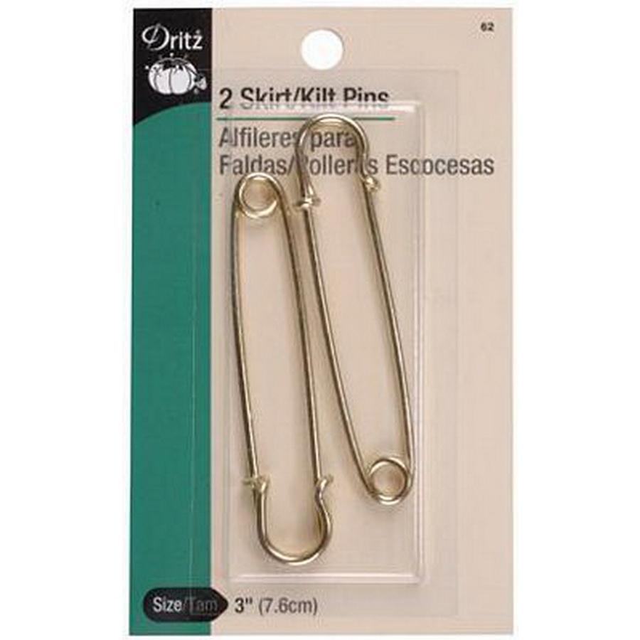 Dritz Skirt/Kilt Pins Brass 3in 2ct (Box of 3)