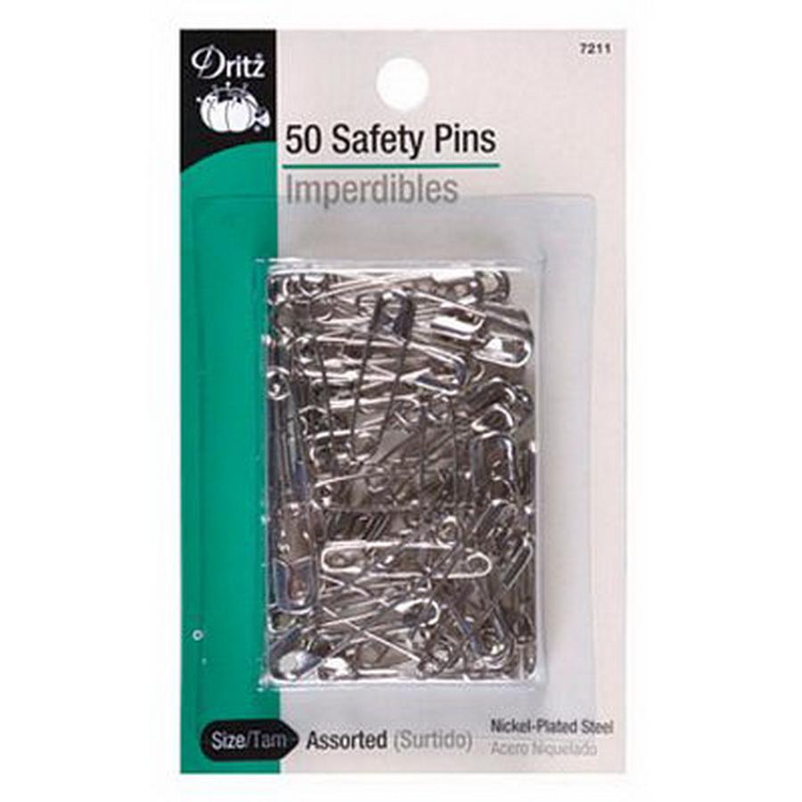 Dritz Nickel Safety Pins 50ct Asst (Box of 6)