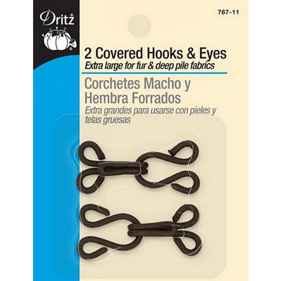 Covered Hooks & Eyes 2ct Brown 3/box