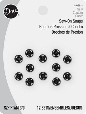 Dritz Sew-on Snaps-Black sz3/0 (Box of 3)