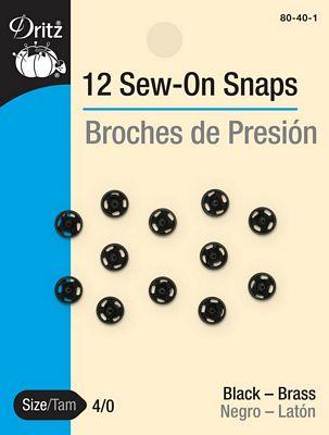 Dritz Sew-on Snaps-Black sz4/0 (Box of 3)