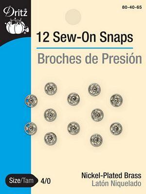 Dritz Sew-on Snaps-Nickel, sz4/0 (Box of 6)