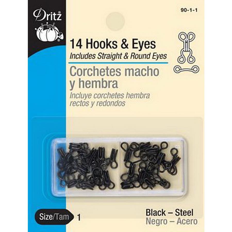 Hooks & Eyes-Black 14ct. sz.1 BOX06