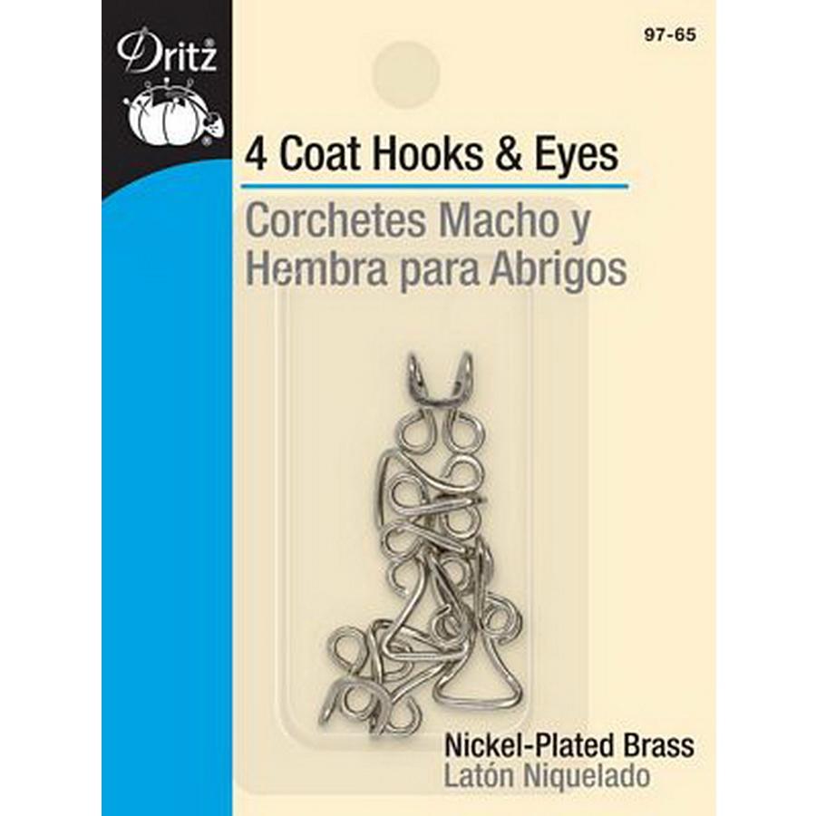 Coat Hooks & Eyes Nickel 4ct BOX06