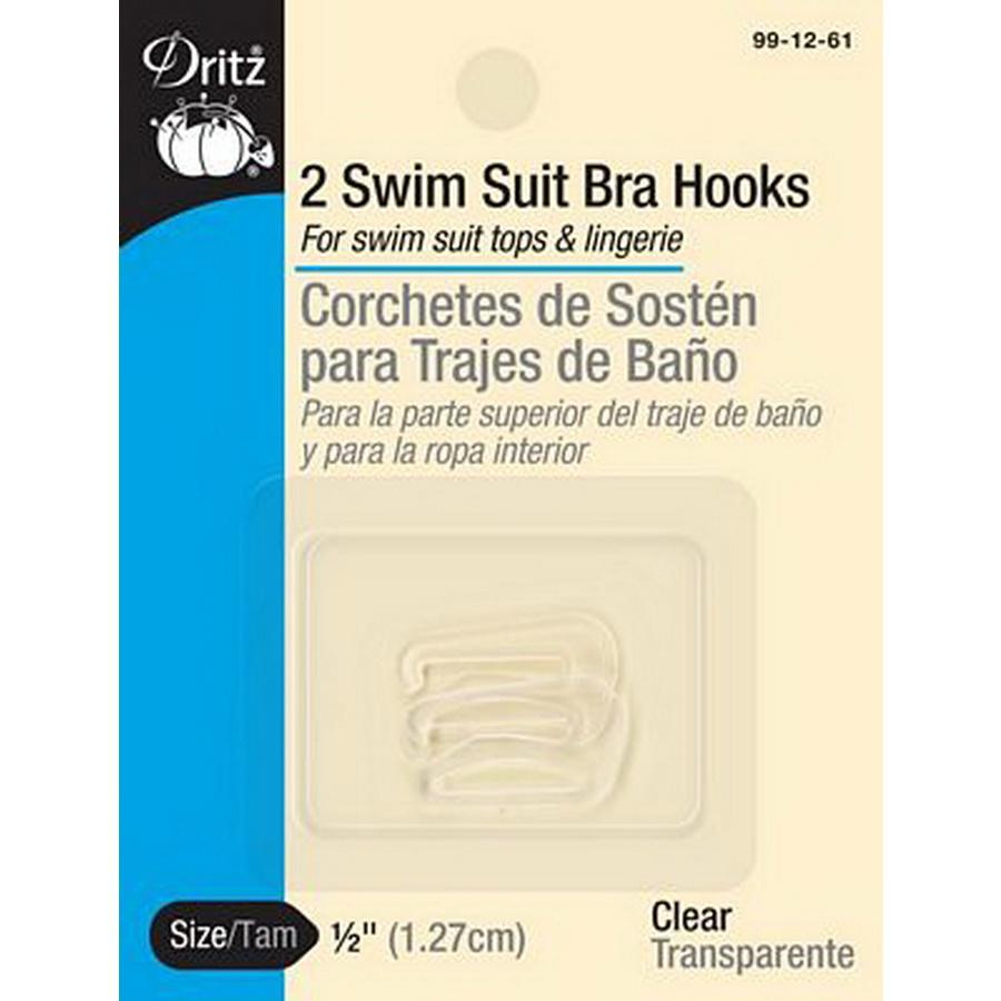 Swimsuit Bra Hook- Clear 1/2in
